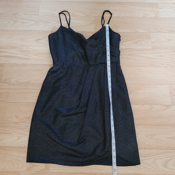 Little Black Faux Wrap Metallic Mini Dress - S - Picture 12 of 13